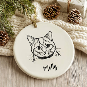 Personalized Russian Blue Cat Christmas Ceramic Tree Decoration