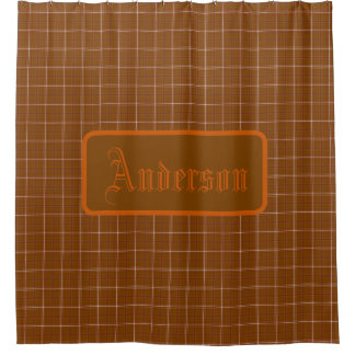 Personalized Rust Red Orange Plaid Shower Curtain