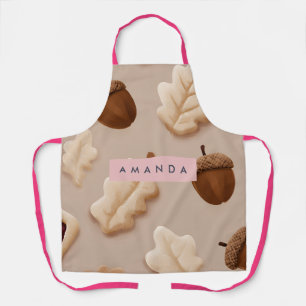 Personalized Rustic Acorn & Oak Leaf Pattern Apron