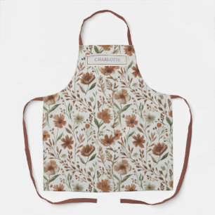 Personalized Rustic Boho Flowers Terracotta Apron