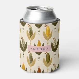 Personalized Rustic Cornfield Harvest Design Can Cooler