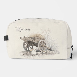 Personalized Rustic Countryside Wooden Cart Art Dopp Kit