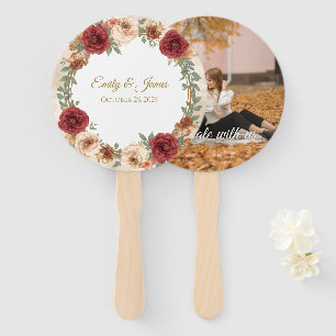 Personalized Rustic Fall Floral Wedding Fans 