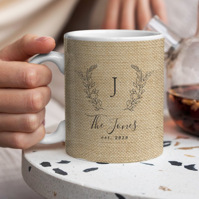 Personalized rustic farmhouse family monogram coffee mug (Creator Uploaded)