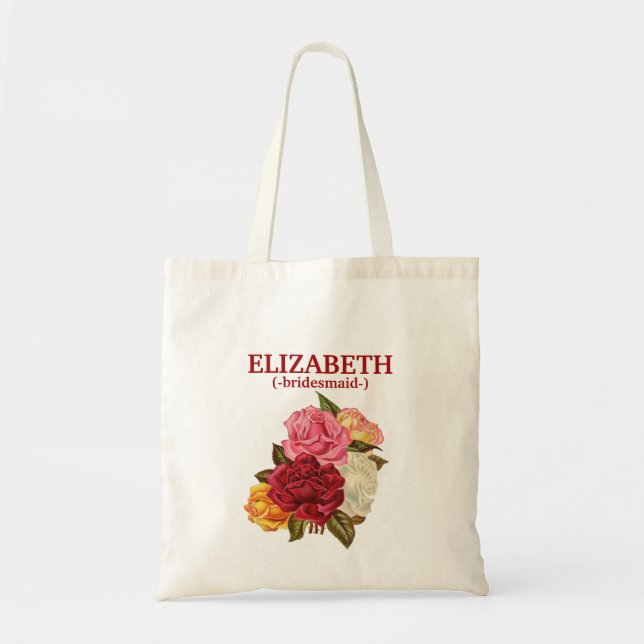 Personalized Rustic Floral Bridesmaid Tote Bag (Front)