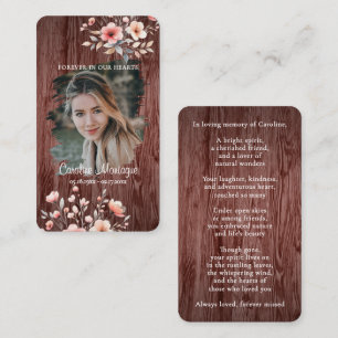 Personalized Rustic Floral Photo Memorial Card