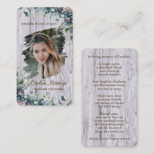 Personalized Rustic Floral Photo Memorial Card