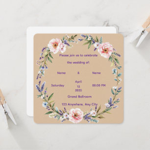 “Personalized Rustic Floral Wedding Invitation