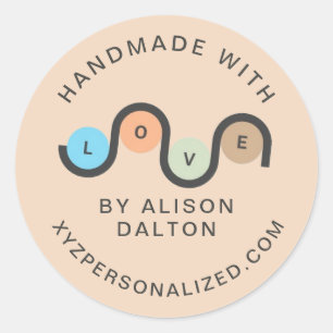 Personalized Rustic Handmade With Love Elegant  Classic Round Sticker