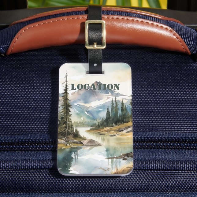 Personalized Rustic Mountain  Luggage Tag (Front Insitu 2)