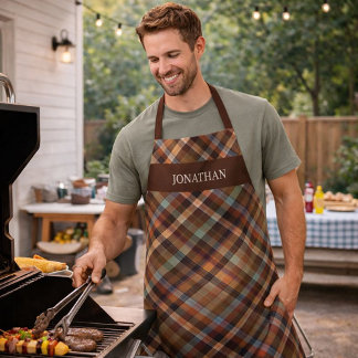 Personalized Rustic Tartan Plaid Cooking Grilling Apron