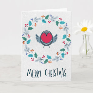 Personalized Rustic Wreath Holiday Greeting Card