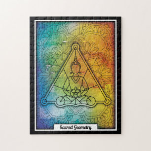 Personalized Sacred Geometry Buddha Jigsaw Puzzle
