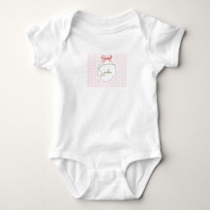 Personalized Sadie Baby Girl Nursery Bow&Gingham Bodysuit