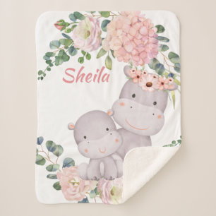 Personalized Safari Animals Girl Baby Blanket