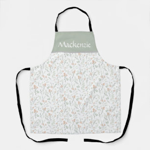 Personalized Sage and Apricot Floral Apron