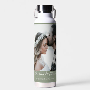 Personalized Sage Calligraphy Add Your Own Photo Water Bottle