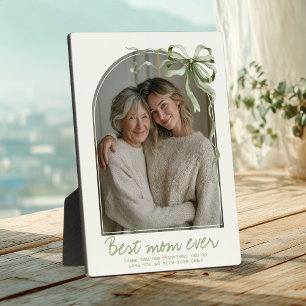Personalized Sage Green Bow Mothers Day Photo Plaque