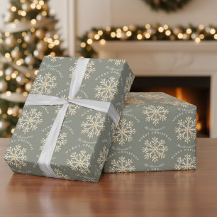 Personalized Sage Green Merry Christmas Wrapping Paper