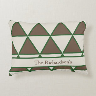 Personalized Sage Green Taupe Triangle Modern Chic Decorative Cushion