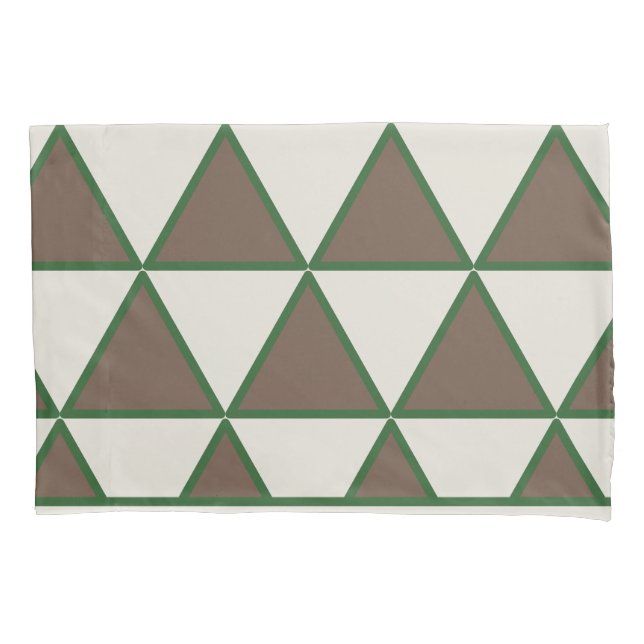 Personalized Sage Green Taupe Triangle Modern Chic Pillowcase (Front)