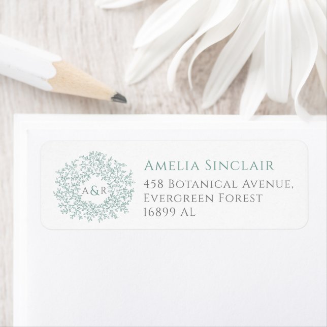 Personalized sage green wedding return address (Insitu)