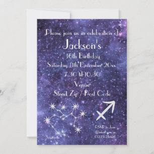 Personalized Sagittarius Zodiac Galaxy Party Invitation