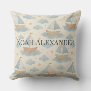 Personalized Sailboat Nursery Pillow