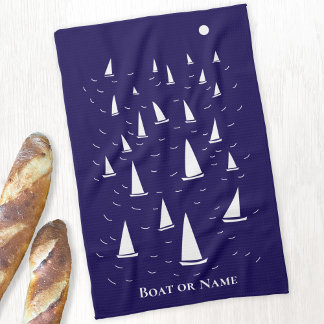 Personalized Sailing Boat Nautical Tea Towel