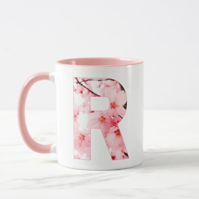 Personalized Sakura Mug with Name & Initial (Left)