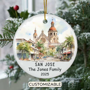Personalized San Jose Ornament, California Ceramic Tree Decoration