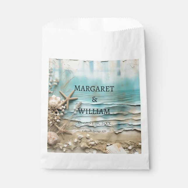 Personalized Sand & Seashells Favour Bags (Front)
