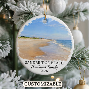 Personalized Sandbridge Beach Ornament, Custom Vir Ceramic Tree Decoration