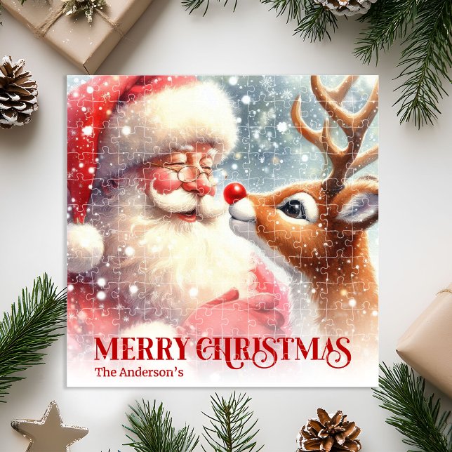 Personalized Santa and Rudolph Kids Xmas Puzzle  (Personalized Santa and Rudolph Kids Xmas Puzzle Gift)