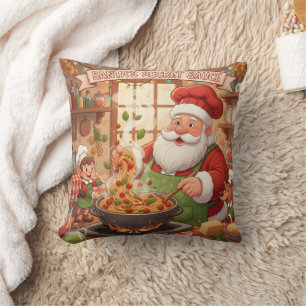 Personalized Santa Chef Pasta Night Cushion