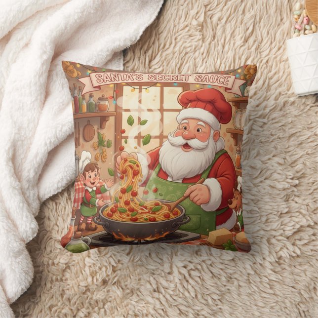 Personalized Santa Chef Pasta Night Cushion (Blanket)