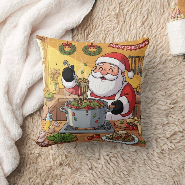 Personalized Santa Chef Pasta Night Cushion (Blanket)