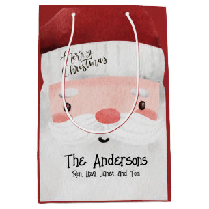 Personalized Santa Claus Merry Christmas Medium Gift Bag