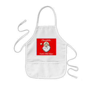 Personalized Santa Claus Red and White Kids Apron