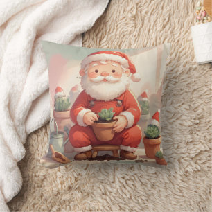 Personalized Santa Gardener Succulent Christmas Cushion