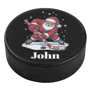 Personalized Santa Ice Hockey Christmas Sport  Hockey Puck