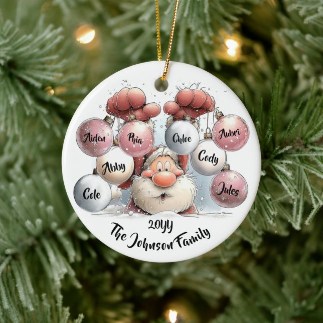 Personalized Santa in Snow Ceramic Ornament  (Tree)