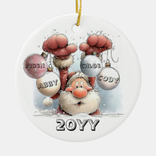 Personalized Santa in Snow Ceramic Ornament