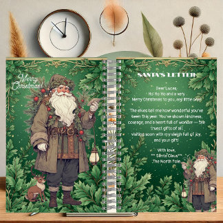 Personalized Santa Letter North Pole Greenery Xmas Notebook