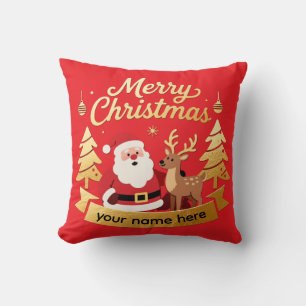 Personalized Santa Reindeer Christmas Pillow