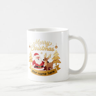 Personalized Santa & Reindeer Holiday Mug