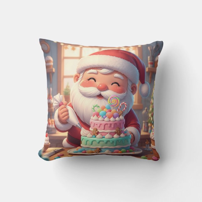 Personalized Santa’s Sweet Shop Cake Decorating Cushion (Front)