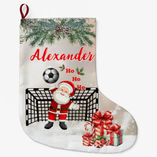 Personalized Santa Soccer Christmas Santa Soccer Large Christmas Stocking