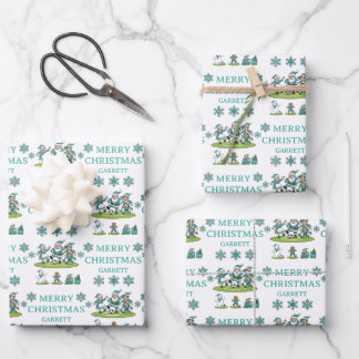 Personalized Santa Soccer Wrapping Paper Sheets