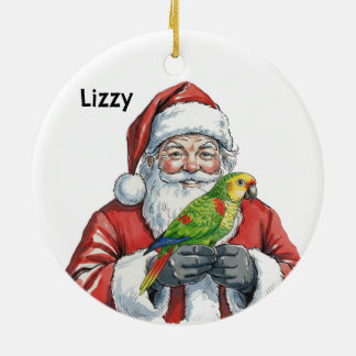 Personalized Santa with Amazon Parrot Ceramic Tree Decoration